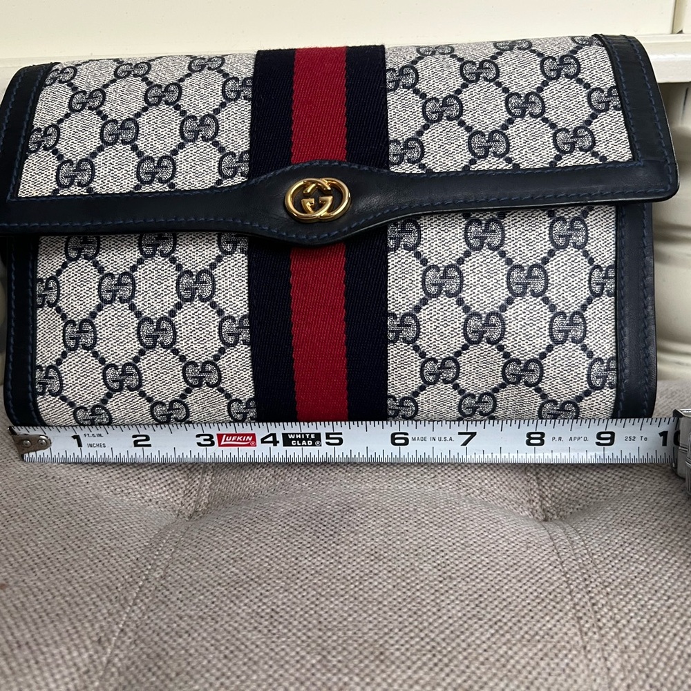 Gucci canvas sherry line navy clutch - Picture 14 of 16